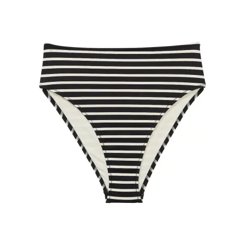 Victoria's Secret Розовый HIGH Обхват талии Cheeky Бикини Низ Черный Creamer Stripe Плавки Женские Полосы