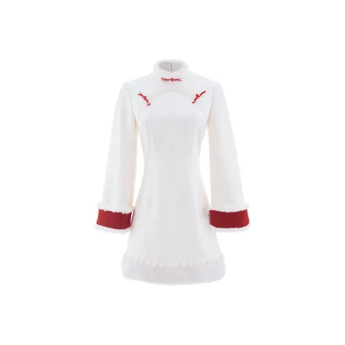 Blovelan Чонсам Женский Кремовый Абрикос