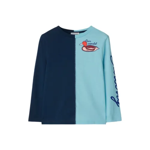 Burberry FW24 Logo Letter Принт Круглый вырез Пуловер Длинный рукав Синий Детский