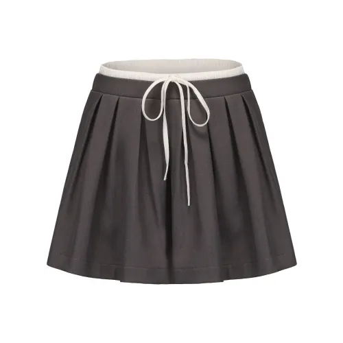 CHIWAWAMEME Повседневная короткая юбка женская серая и белая A-образная юбка
