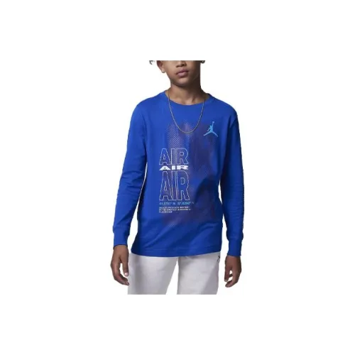 Jordan Kids' Одежда Воздух Stacked SCREEN Длинный рукав Т-рубашка Детский Синий