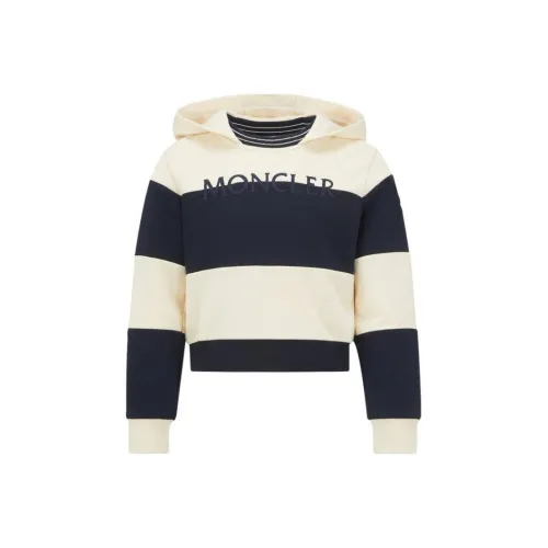 Moncler Свитшот Детская одежда Полосатый Логотип Толстовка Синий Белый Детский