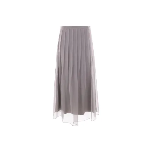 Brunello Cucinelli Серые Женские Повседневные Длинные Юбки