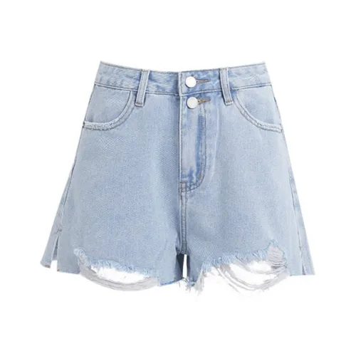 Wen Shan Джинсовые шорты Женские Светло-синие
