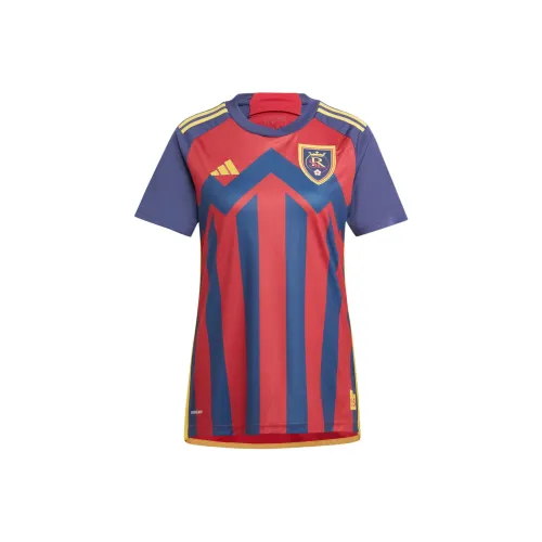 Adidas Real Salt Lake 24 25 Дом Джерси Футбол Джерси Фанатская версия Королевский SALT Озеро Городской Дом Женские Победа Красный