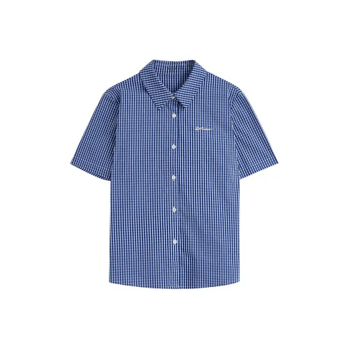 Inman Королевский синий Клетчатый Женские Рубашки