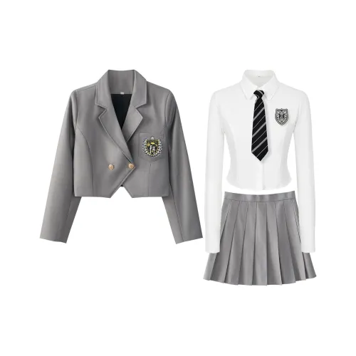 Набор: Пальто + Рубашка + Юбка + Значок 2 + Галстук Женская Униформа