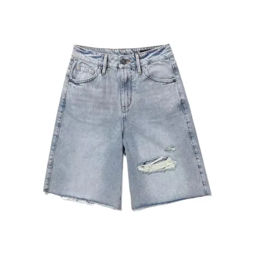 ABLE JEANS SS24 Джинсовые шорты Женские Светло-желтый Грязь Синий