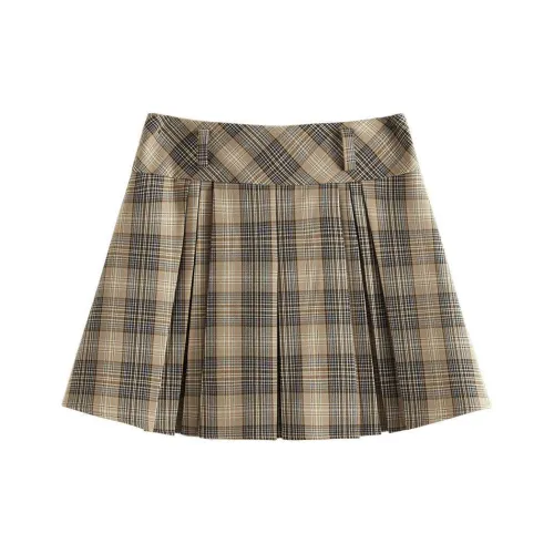 FANSILANEN Повседневные короткие юбки женские хаки клетка