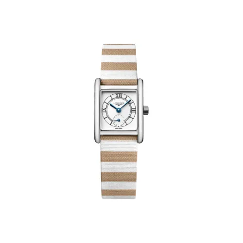 LONGINES Elegant Collection Кварцевый механизм Женские часы 21,5*29 мм Белый циферблат Корпус из нержавеющей стали Кожаный ремешок