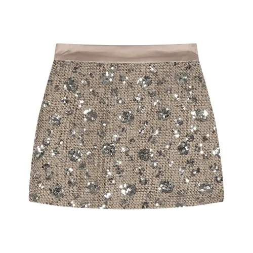 POPO.INFO Повседневные короткие юбки Женские Золотые блестки Платье