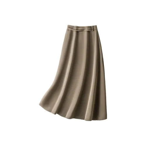 IHIMI Повседневный Длинный Юбка Женские Хаки Зеленый