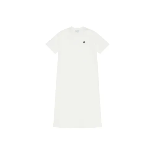 Mlb Base Logo New York Yankees Basic Collection SS25 Короткий рукав Платье Женское белое