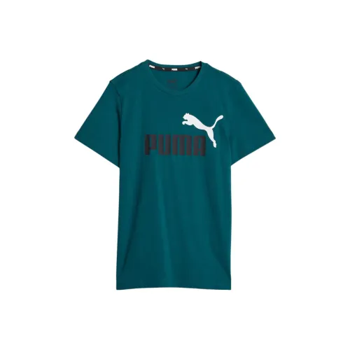 PUMA T-рубашка Essentials+ Два тона Логотип Enfant ET Adolescent T-рубашка Детский Павлин Каменный цвет