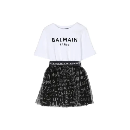 BALMAIN Платье Женское Черное и Белое Детское