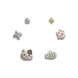 Милый котенок, мультяшные серьги-гвоздики, кофе