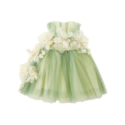 ULOVAZN 3D-эффект Цветочный Без рукавов Топ на бретелях Платье принцессы Шифон Детский