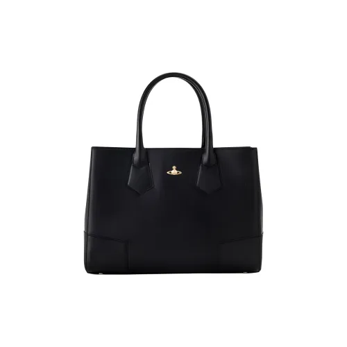 Vivienne Westwood Коровья кожа Тоут Сумка Сумка для покупок Сумка среднего размера Женская Черная