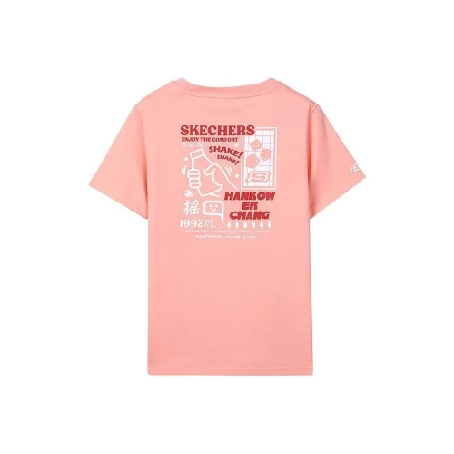 Skechers Hankou No. 2 Factory Joint Series Kids Одежда Короткий рукав T-рубашка Детский абрикосово-красный