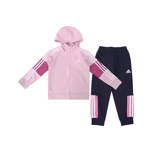 Adidas Набор Розовый Пальто + Черные Тренировочные Брюки Kids Повседневная Спортивная Одежда