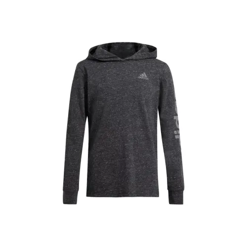 Adidas Детская одежда Ext Snow Htr Hood LS Tee T Shirt Детская Черная Серый