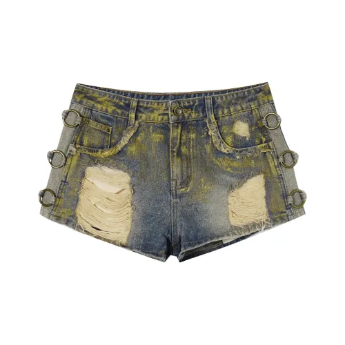 I'M ONE Винтаж Позолоченный Джинсовый Синий Женские Джинсовые Шорты