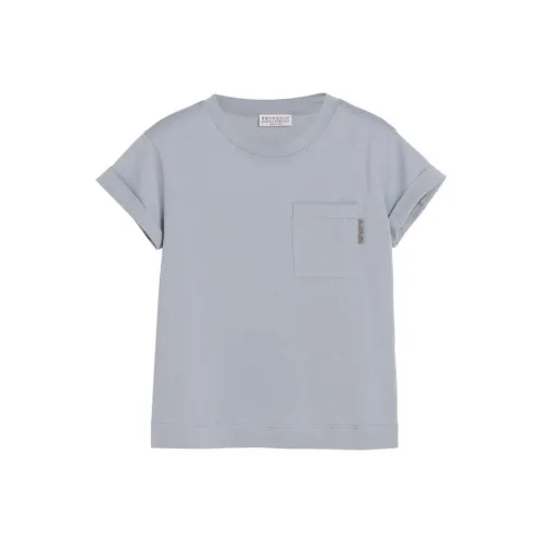 BRUNELLO CUCINELLI SS24 T Рубашка Детская Розовый Воск Синий