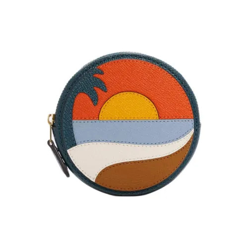 COACH Крестообразный текстура кожа кошелек для монет женский оранжевый