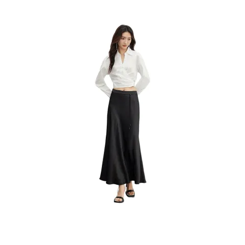Hopeshow Повседневный Длинный Юбка Женская Черная