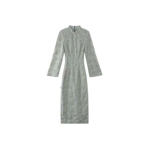 JINYE ORIENTAL Серо-зеленый Женские Ципао