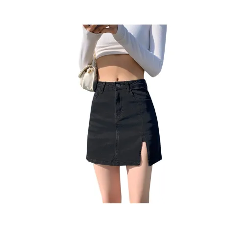 Concubine Zhu Джинсовые короткие юбки Женские Черный