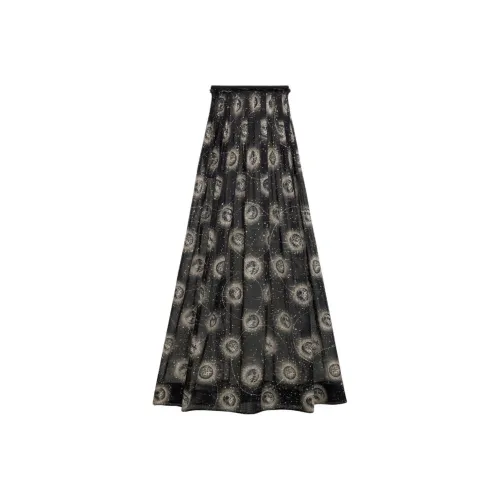 DIOR Длинная Юбка A-силуэта Повседневная Длинная Юбка Женская Черная
