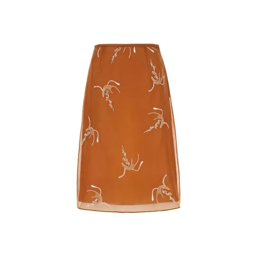 PRADA Повседневный Длинный Юбка Женские Каштановый