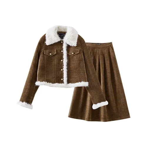 OUNIXUE Комплект с юбкой Женские Кофе