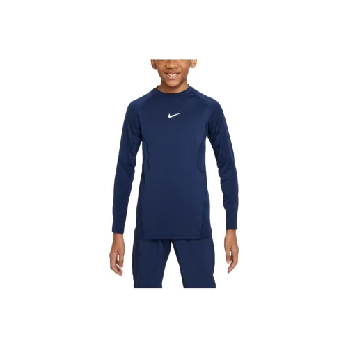 nike T-рубашка детская одежда Dri Fit LONG SLEEVE TOP синий детский