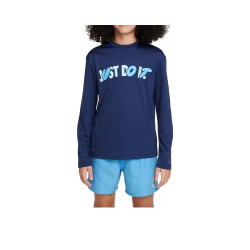 nike Dri Fit T Рубашка Плавание Hydroguard Темно-синий Подростки