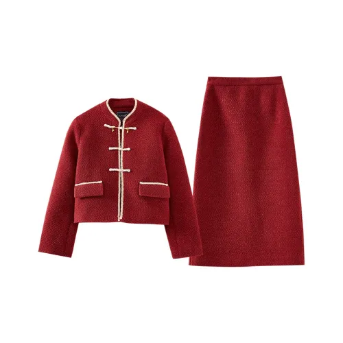 OUNIXUE Красный Женские Комплекты с юбкой