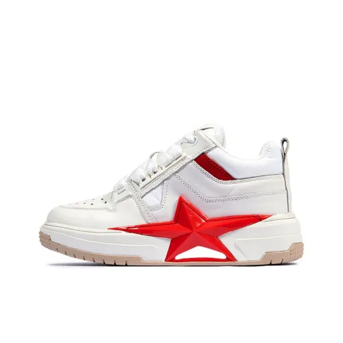 PENTAGONAL HEART Stepping Star Dream Series Низкие кеды для скейтбординга Унисекс Белый Красный