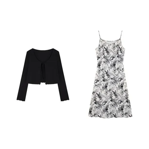 Mo Han Yi Mei Комплект с юбкой Женские Черный Белый