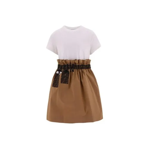 FENDI Детское платье FW22 Коричневый Детский