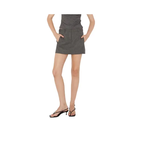 BEC+BRIDGE Бордо Mini Skirt Повседневные короткие юбки Женские Check Песочный Черный Черный песок Черный