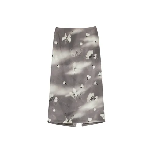 THE SEA LIFE Повседневный Длинный Юбка Женские Темный Бабочка Коричневый