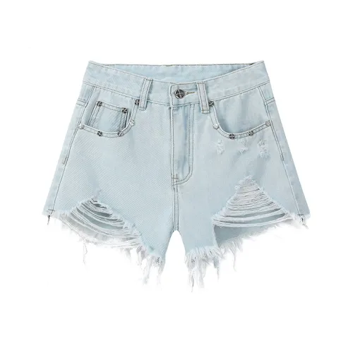 Wen Shan Джинсовые шорты Женские Светло-синие