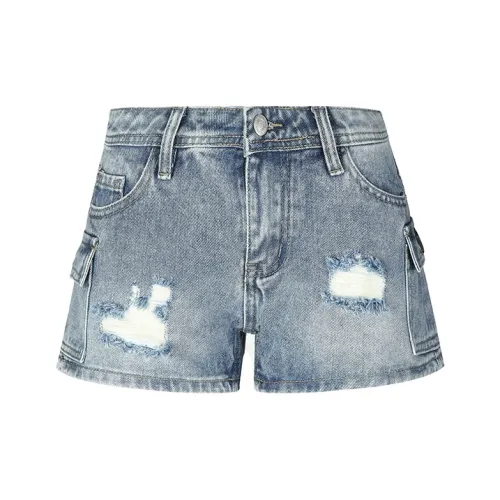 Wen Shan Джинсовые шорты Женские Винтажные синие