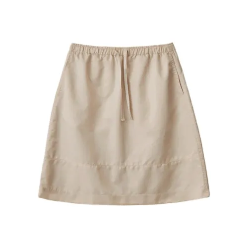 NOTHING WRITTEN Нейлон Midi Юбка Повседневный Длинный Юбка Женские Бежевый Бежевый