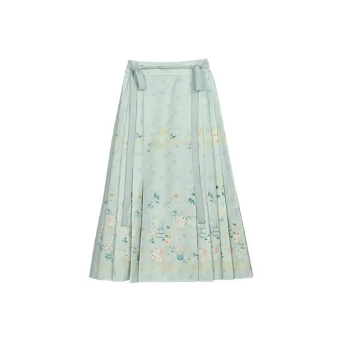 Snbl Китайская юбка с узором "конское лицо" Женские Повседневные длинные юбки