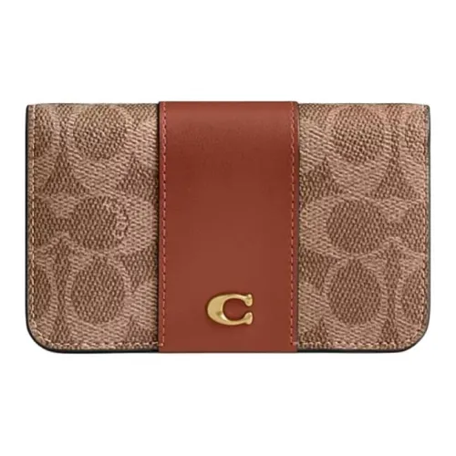 COACH Покрытый холст Кошелек Женские Коричневый