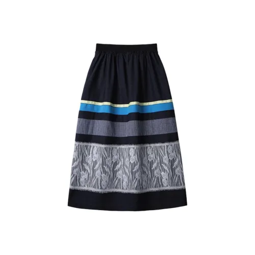 UARE Темно-синие джинсовые женские повседневные длинные юбки