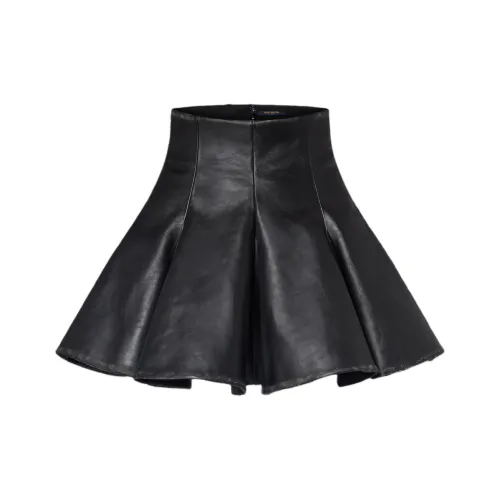 LOUIS VUITTON FW24 Кожаные короткие юбки Женские Черный