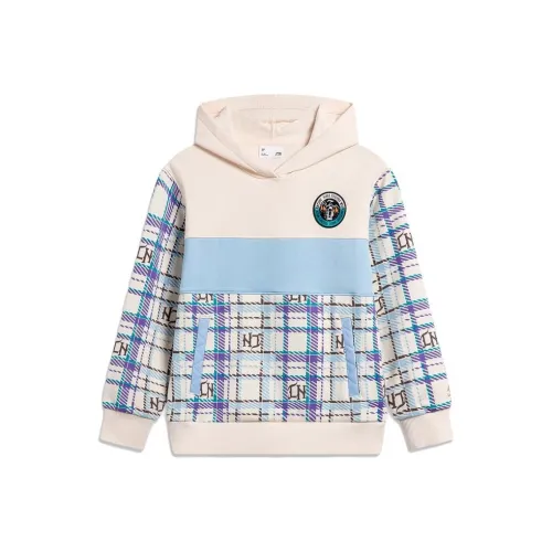 LINING YOUNG Корзина Фиолетовый Готическое Письмо Клетчатый с Розовый Абрикос Детские Толстовки